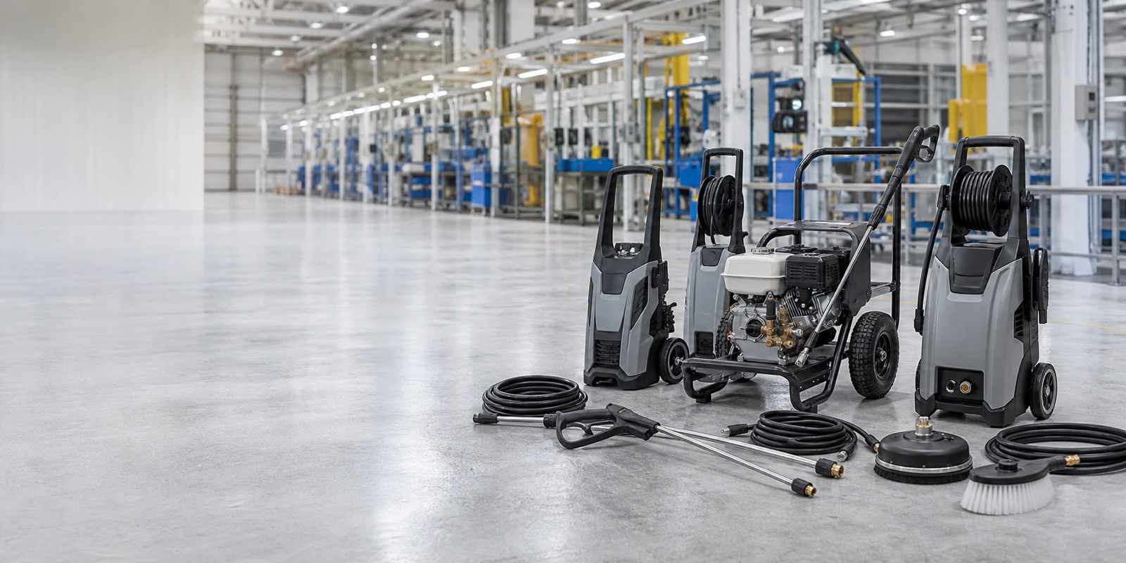 Cleaning equipment prepared for car wash and commercial cleaning applications
